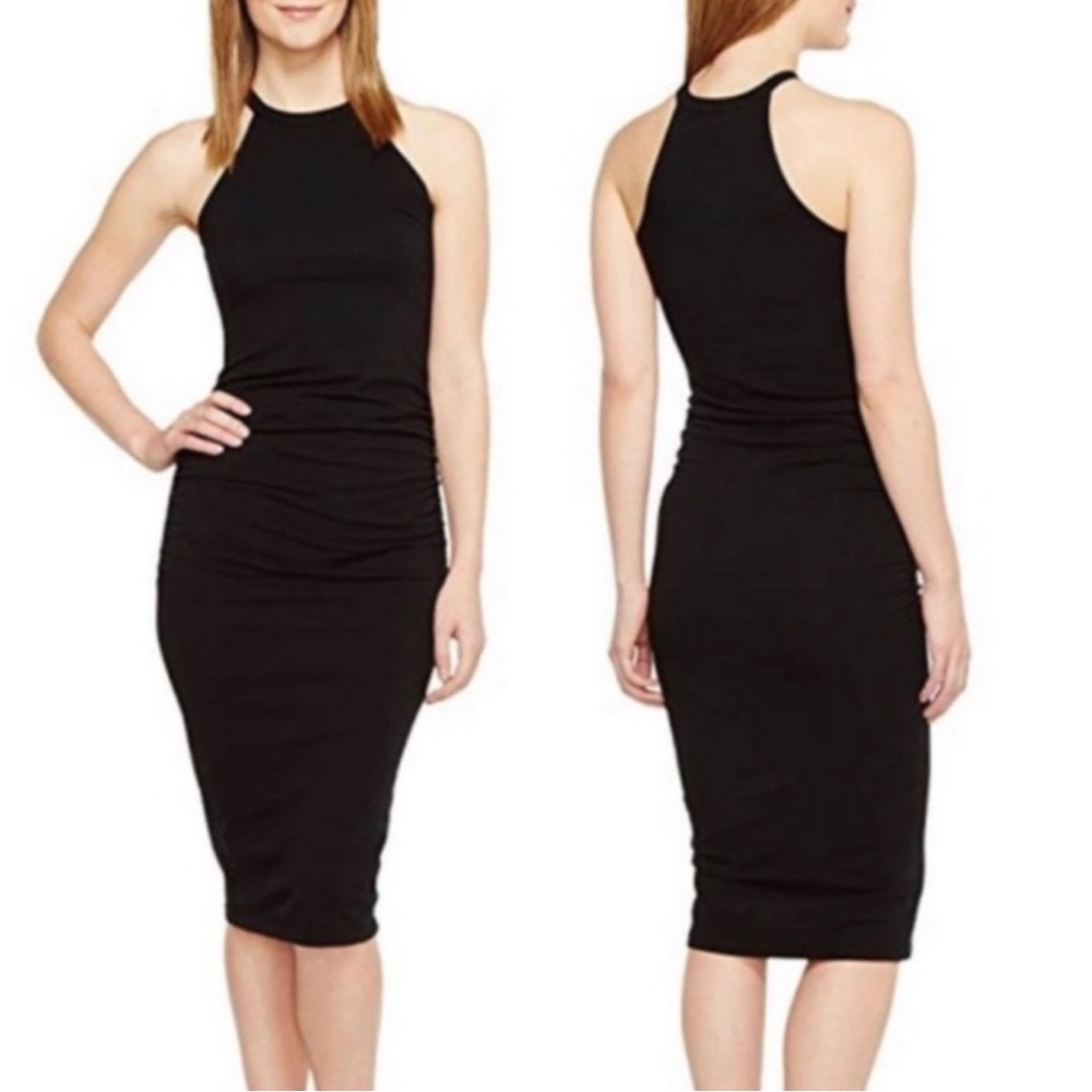 Michael Stars NWT Halter Midi Black dress soft cotton jersey stretch. - Picture 2 of 13